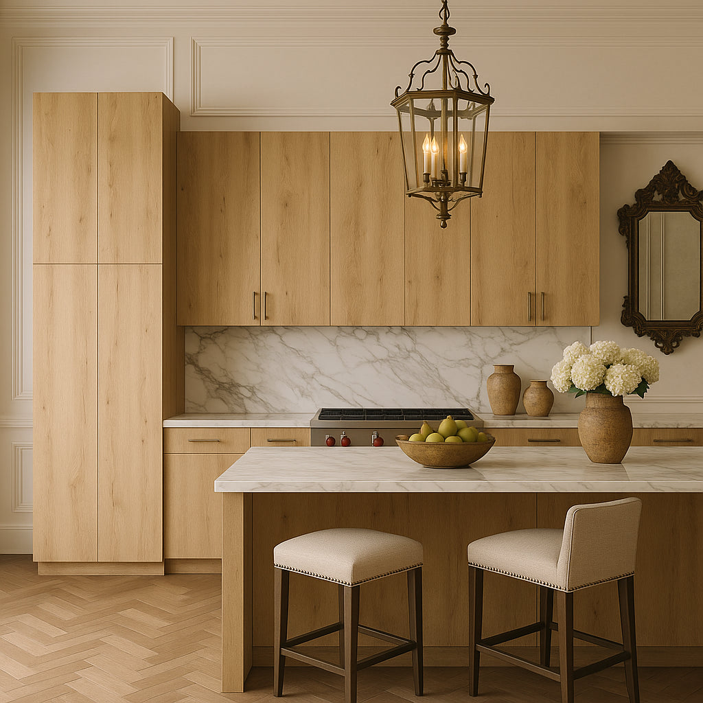 Cambridge Radiance Ready-to-Assemble Slab Pantry Kitchen Cabinet, Light Oak, 24x24x84 in.