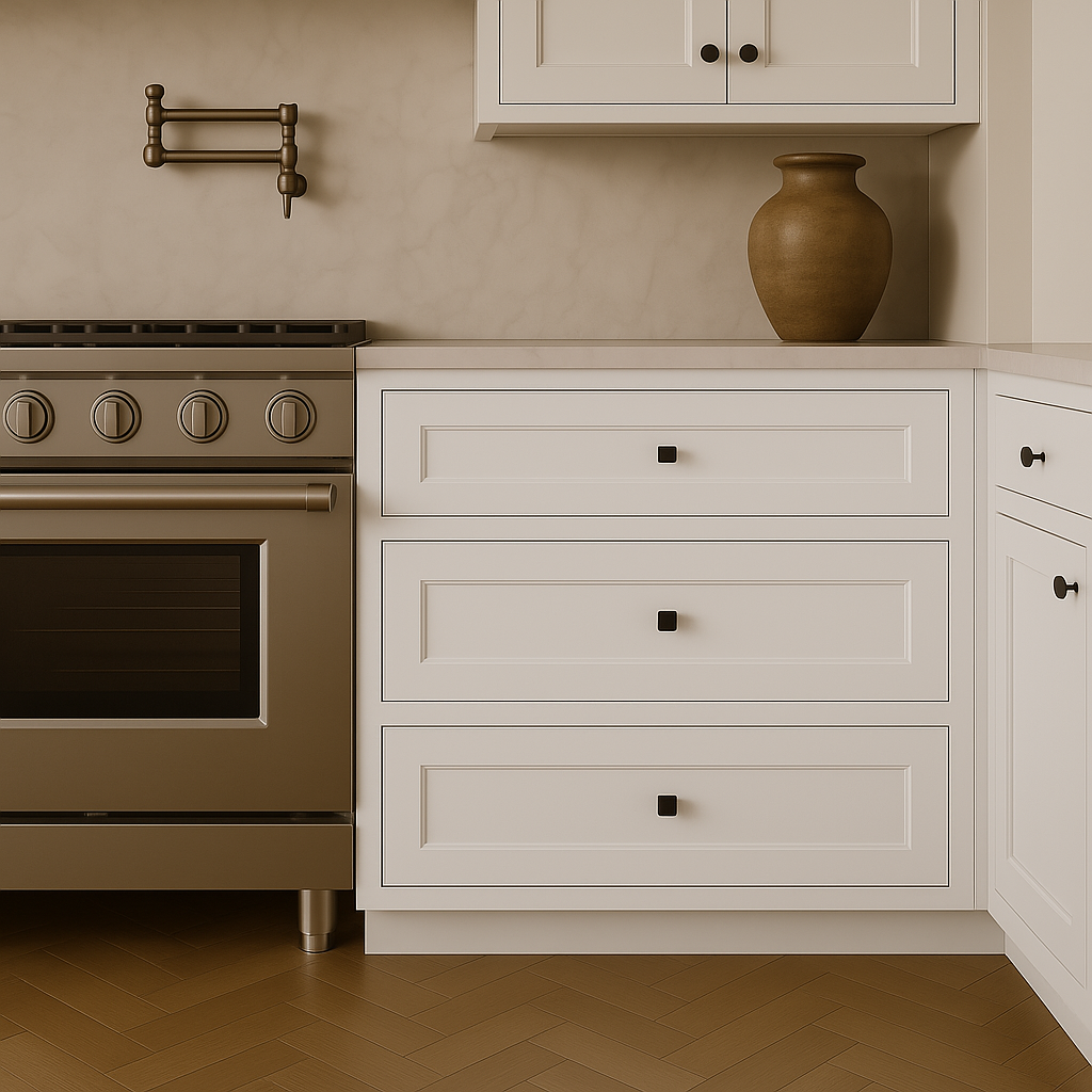 RoomyLife Ready-to-Assemble Shaker White Drawer Base Cabinet with 3 Drawers