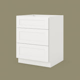 RoomyLife Ready-to-Assemble Shaker White Drawer Base Cabinet with 3 Drawers