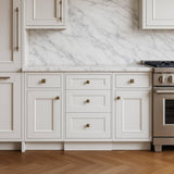 RoomyLife Ready-to-Assemble Shaker White Drawer Base Cabinet with 3 Drawers
