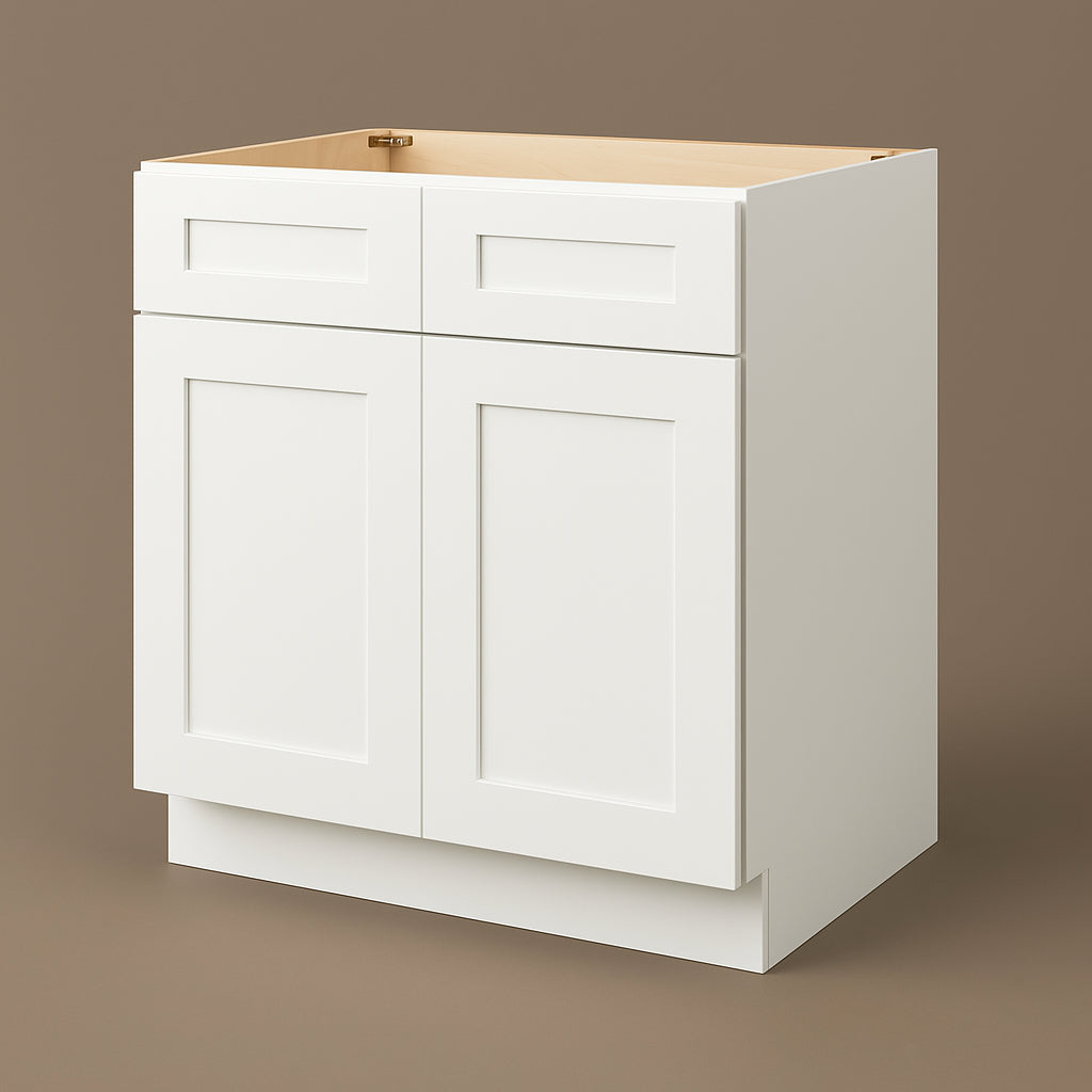 Plywell Ready to Assemble Shaker Base Cabinet with 2-Door and 2-Drawer in White