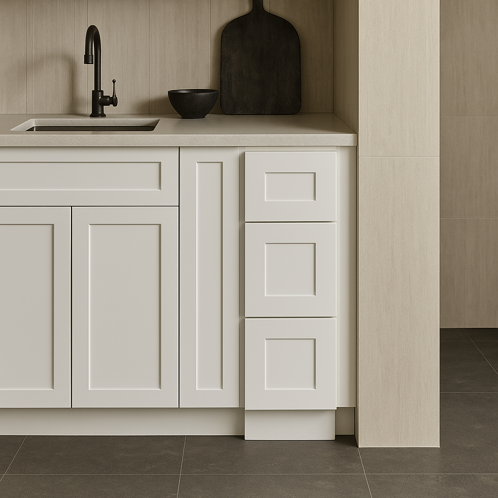 Bremen Cabinetry Shaker Base Drawer Cabinet with 3 Drawers in White