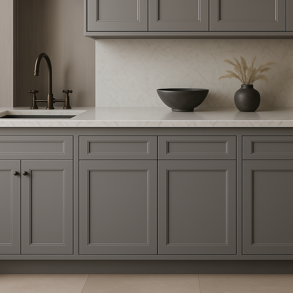 HOMEIBRO Shaker Grey Plywood Kitchen Cabinet with 2 Drawers