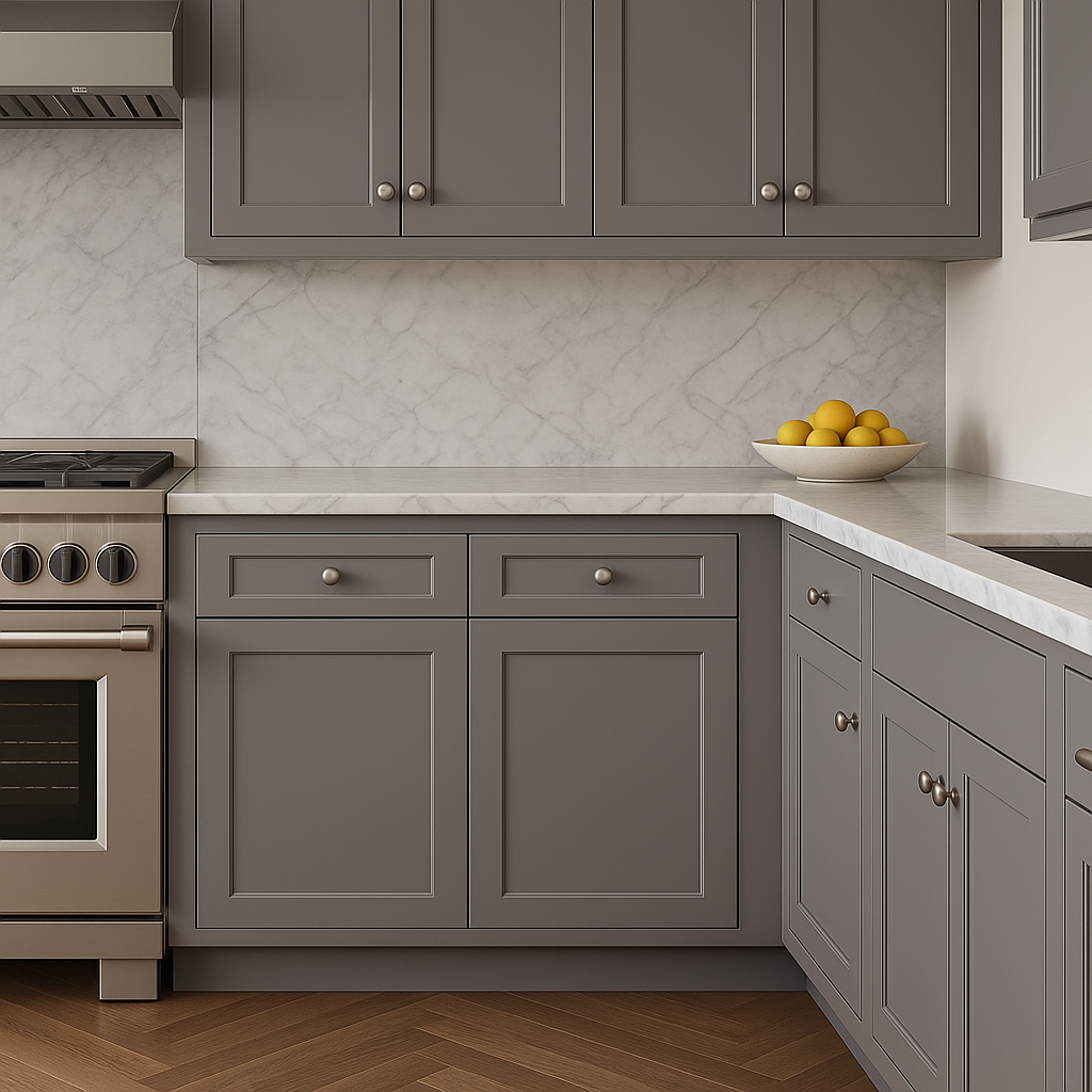 HOMEIBRO Shaker Grey Plywood Kitchen Cabinet with 2 Drawers