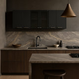 Amucolo Black Wood Wall Kitchen Cabinet with Glass Doors - 59 in. W x 12.4 in. D x 23.6 in. H