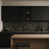 Amucolo Black Wood Wall Kitchen Cabinet with Glass Doors - 59 in. W x 12.4 in. D x 23.6 in. H
