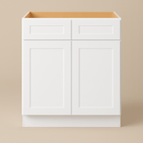 HOMEIBRO Shaker White Plywood Sink Base Cabinet - 30-in W x 24-in D x 34.5-in H