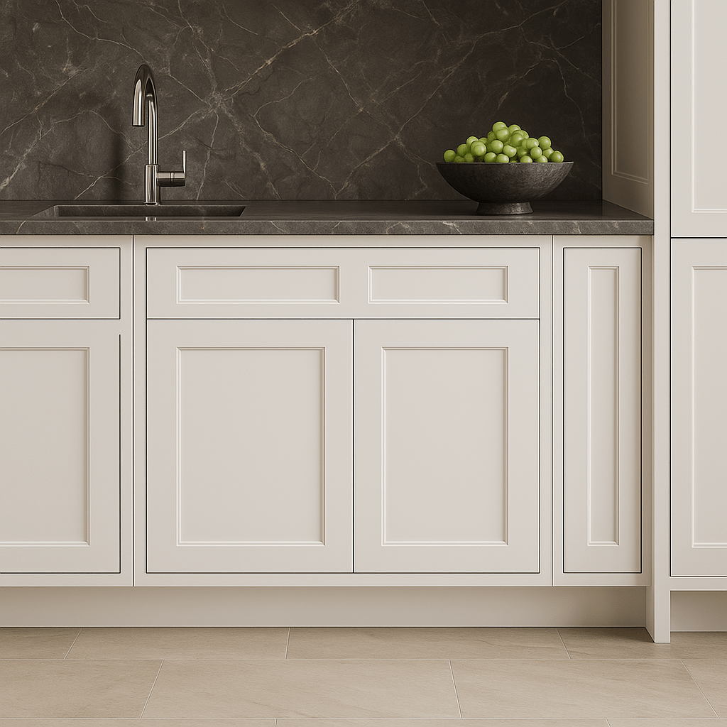 HOMEIBRO Shaker White Plywood Sink Base Cabinet - 30-in W x 24-in D x 34.5-in H