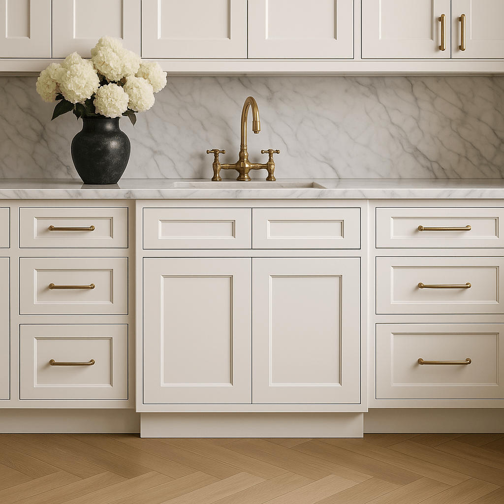 HOMEIBRO Shaker White Plywood Sink Base Cabinet - 30-in W x 24-in D x 34.5-in H
