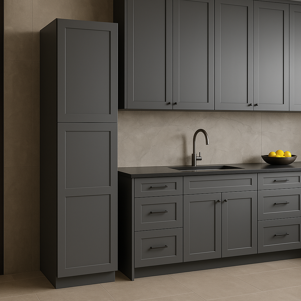 HOMEIBRO Shaker Grey Pantry Kitchen Cabinet - 18-in W x 24-in D x 90-in H