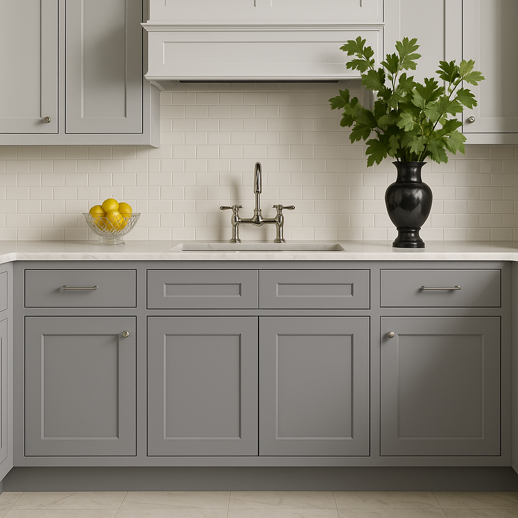 HOMEIBRO Newport Sink Base Grey 2-Door Cabinet - Shaker Style, 30 in. W x 24 in. D x 34.5 in. H