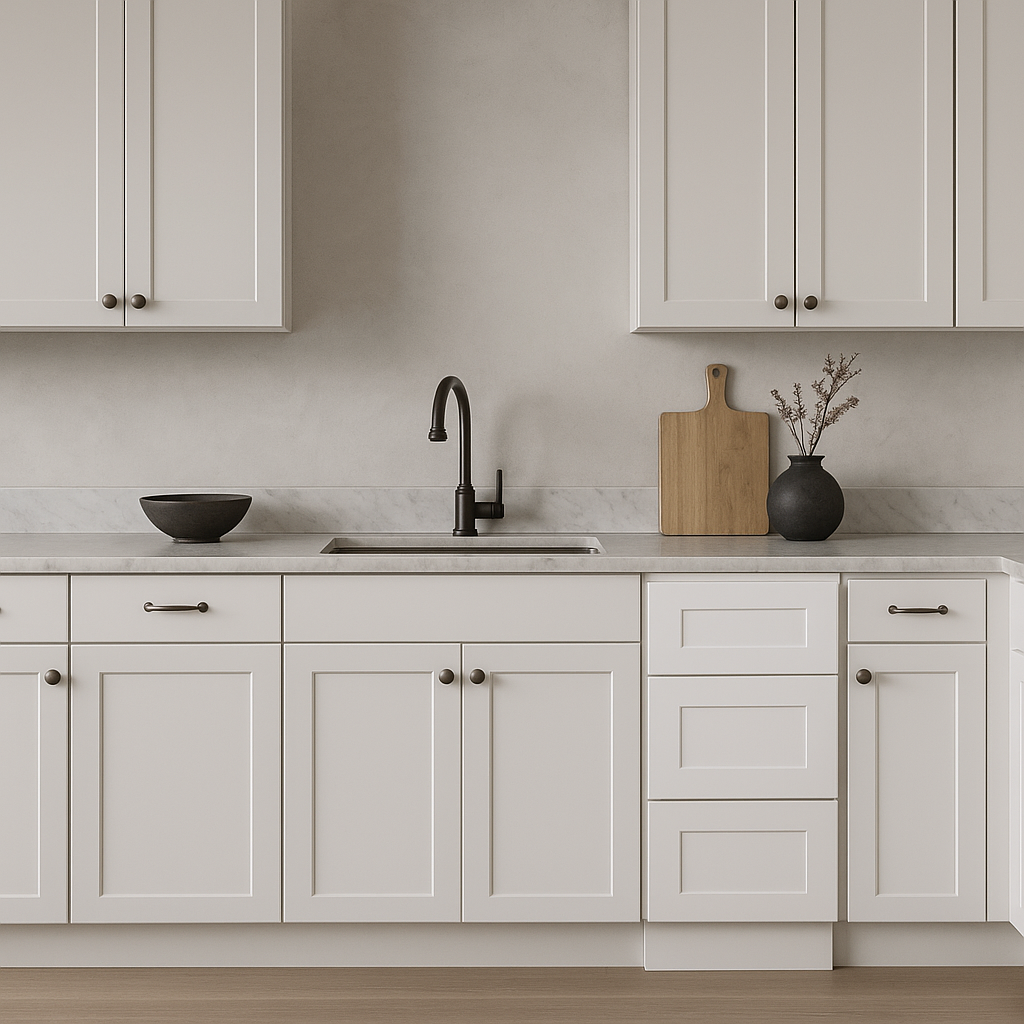 Plywell Ready to Assemble Shaker Base Cabinet with 3 Drawers, White