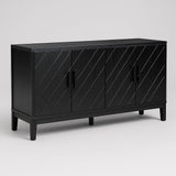 Runesay Black Retro Kitchen Cabinet Sideboard - 60 in. W x 16 in. D x 33 in. H