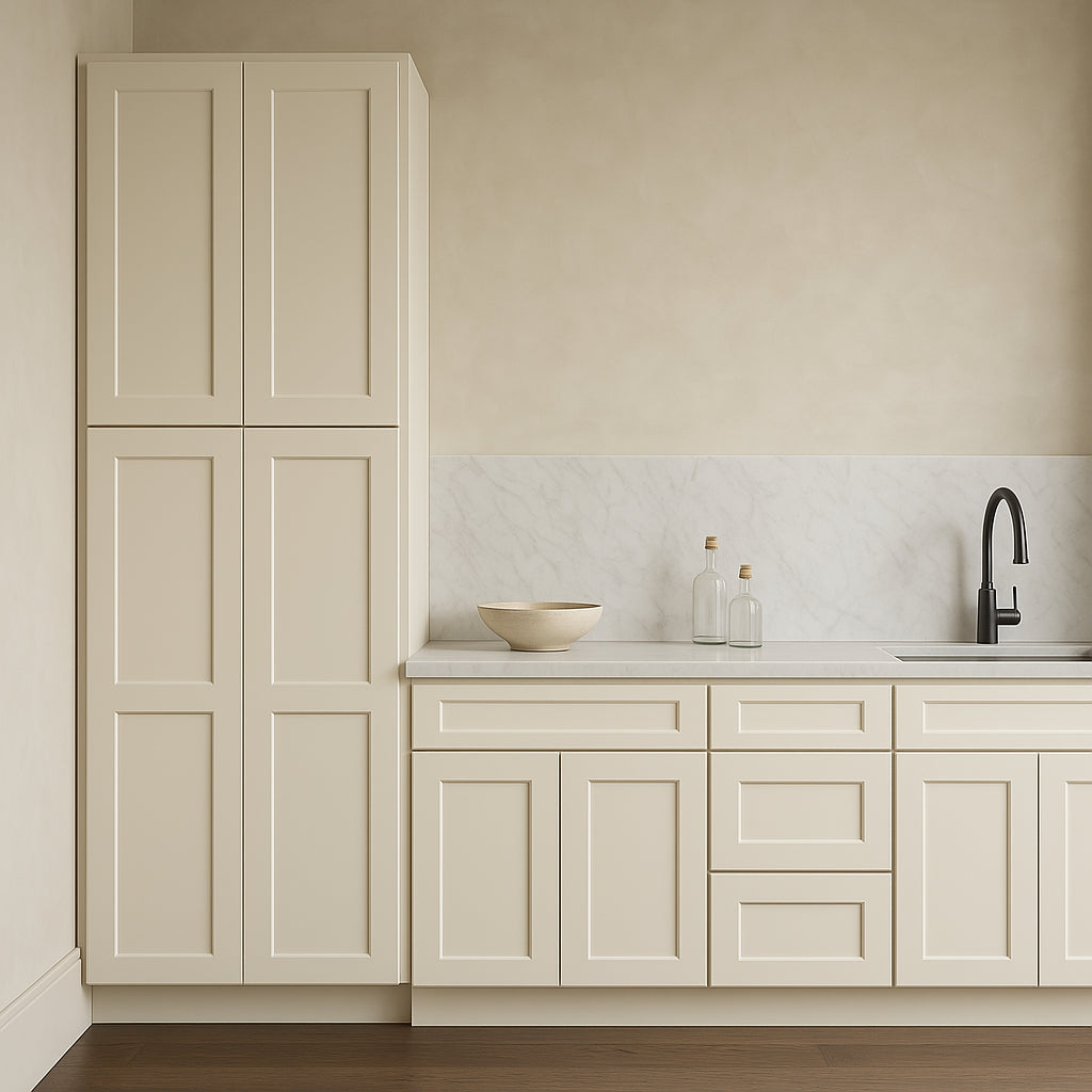 HOMEIBRO Shaker Antique White Pantry Cabinet - 24x24x90 Inches