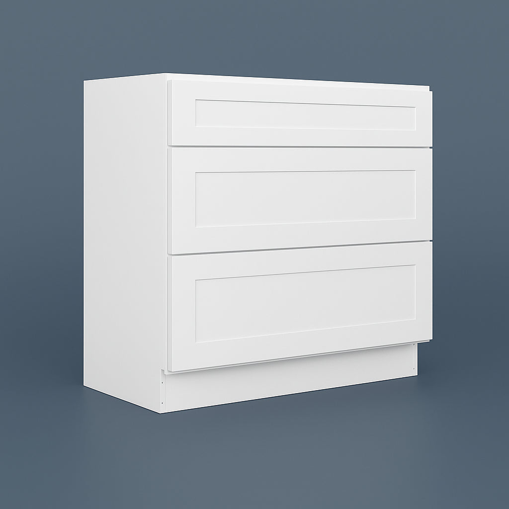 HOMLUX Ready-to-Assemble Shaker White Kitchen Cabinet with 3 Drawers