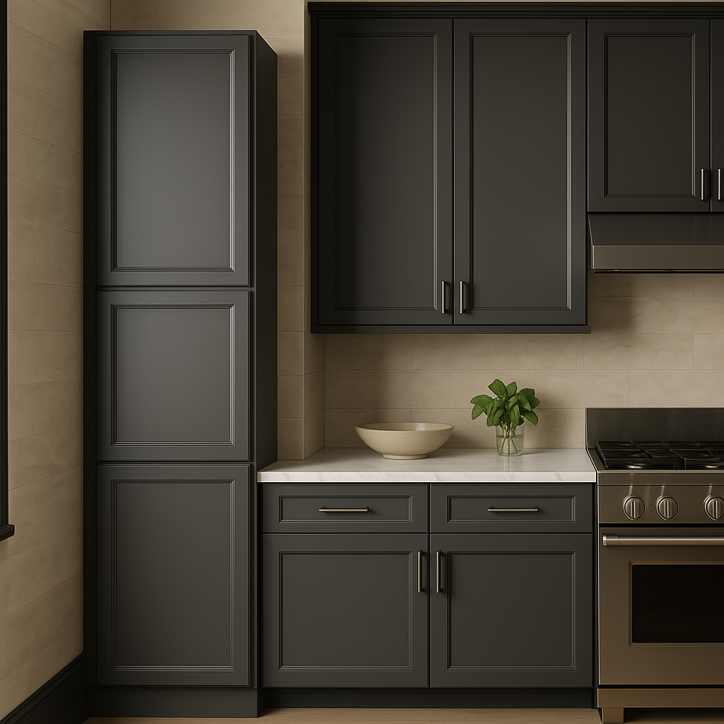 PELHAM & WHITE Keyport Shaker Pantry Cabinet, Charcoal Gray, Tool-Free Assembly