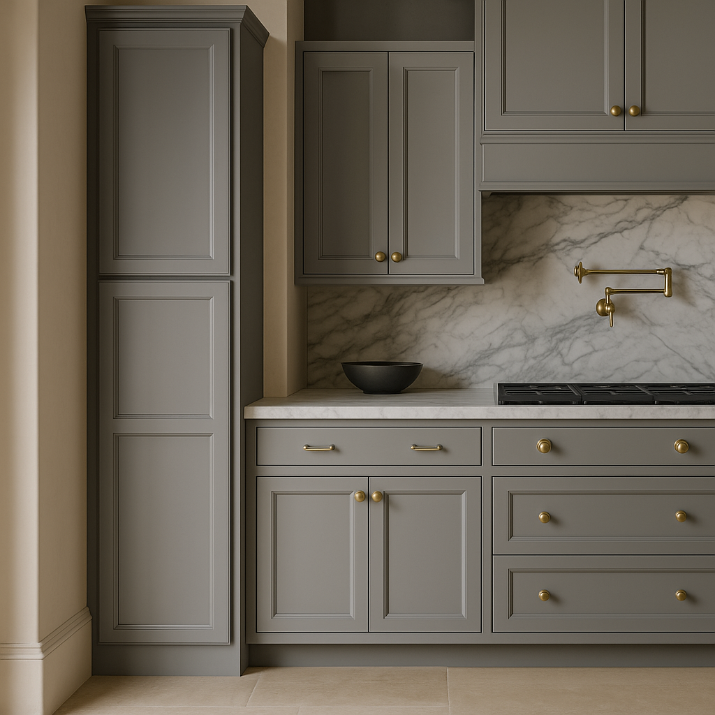 PELHAM & WHITE Keyport Shaker Pantry Cabinet, Charcoal Gray, Tool-Free Assembly