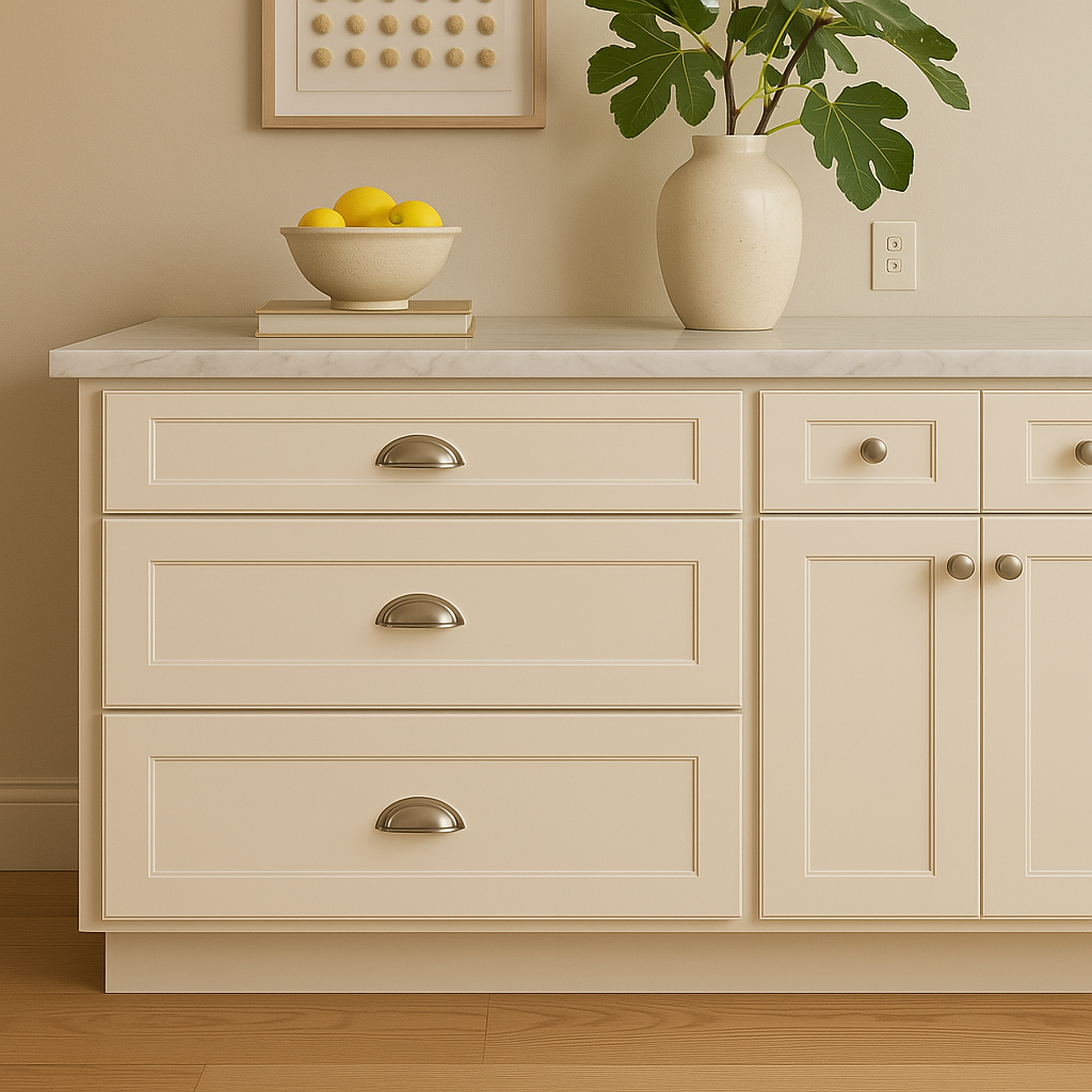HOMEIBRO Antique White 3-Drawer Kitchen Cabinet - Ready to Assemble