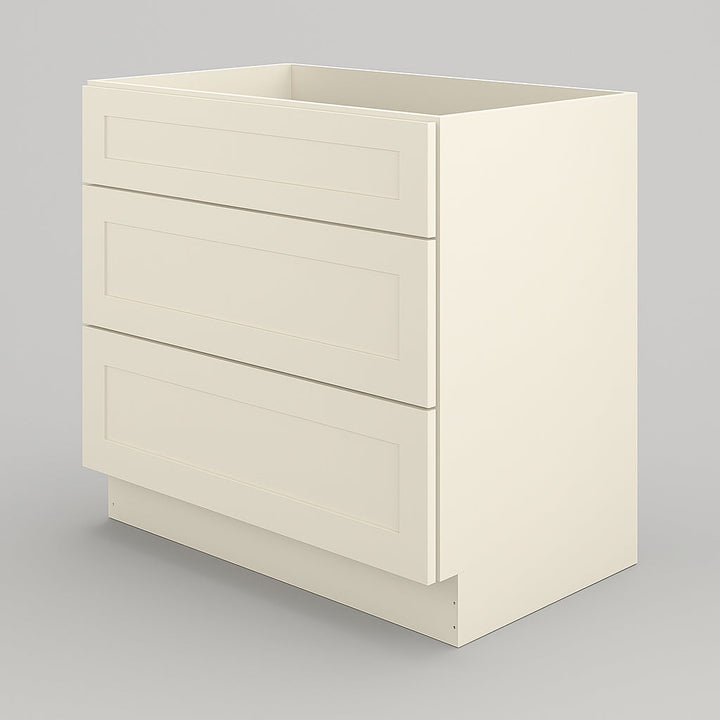 HOMEIBRO Antique White 3-Drawer Kitchen Cabinet - Ready to Assemble