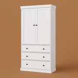 Adrinfly White MDF Kitchen Cabinet with Adjustable Shelves and Drawers