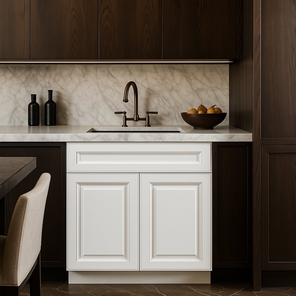 LIFEART CABINETRY Newport Ready to Assemble Sink Base Cabinet, Classic White