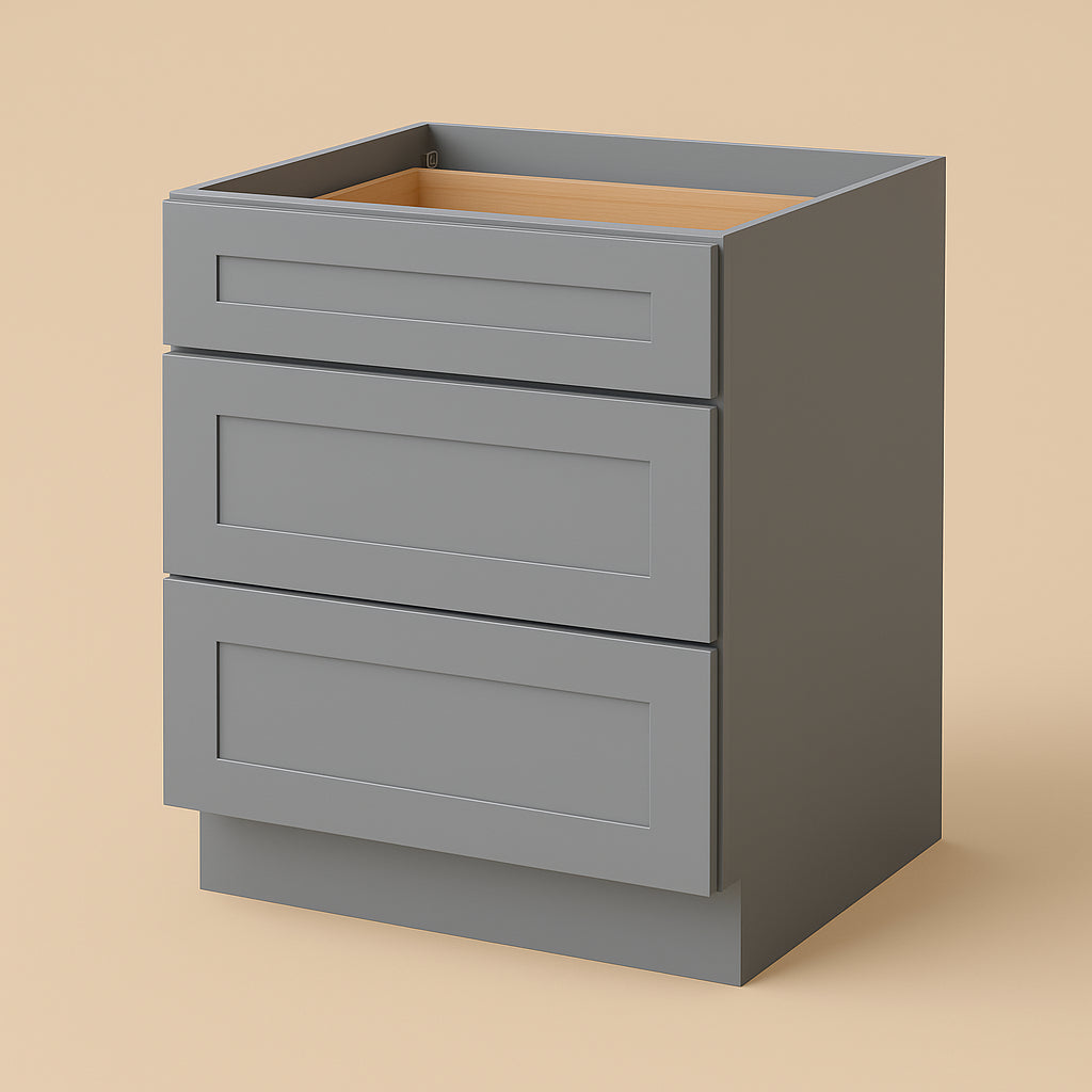 WOWOW 27" Grey Plywood Drawer Base Cabinet with Soft Close