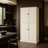 Adrinfly Cream MDF Kitchen Cabinet with Drawers and Adjustable Shelves