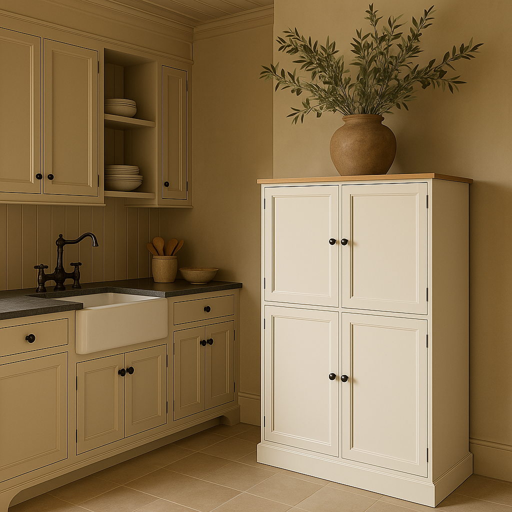 Adrinfly Cream MDF Kitchen Cabinet with Drawers and Adjustable Shelves