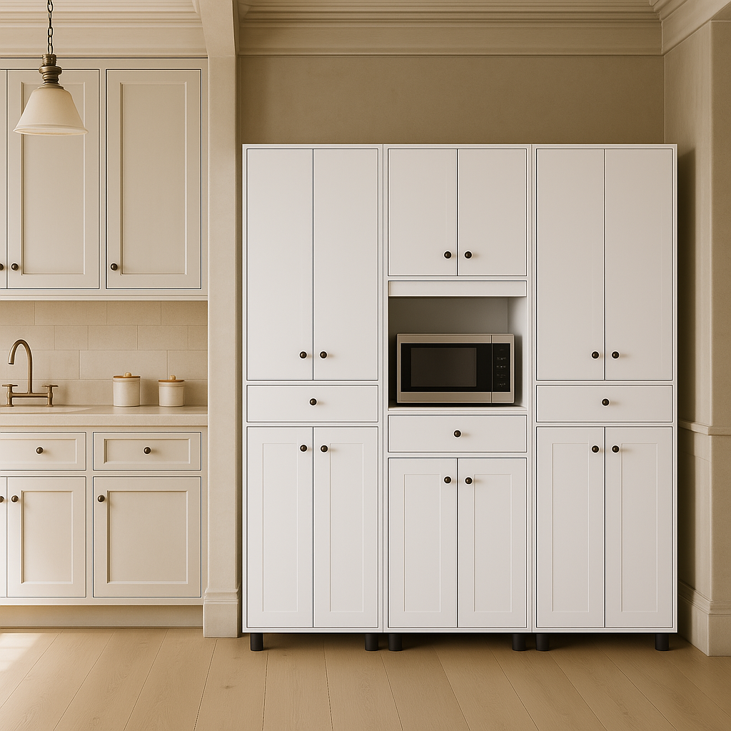 Inval Ready to Assemble Kitchen Storage Utility Cabinet, White, 3-Piece