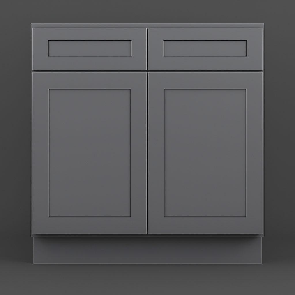 HOMEIBRO Newport Gray Shaker Style Base Kitchen Cabinet with 2 Doors and 2 Drawers
