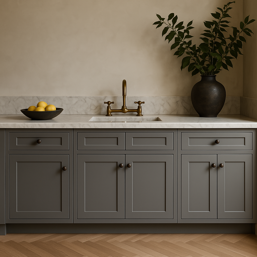 HOMEIBRO Shaker Gray Plywood Base Kitchen Cabinet with 2 Drawers and 2 Doors