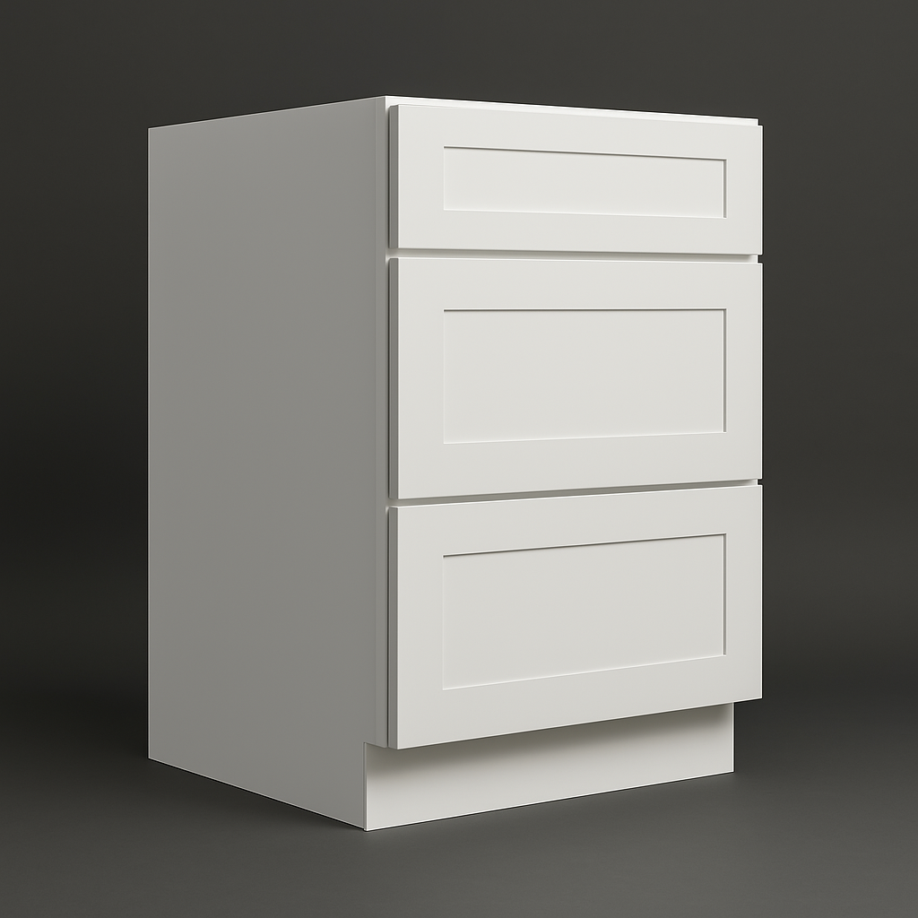 Bremen Cabinetry Shaker Base Drawer Cabinet with 3 Drawers in White