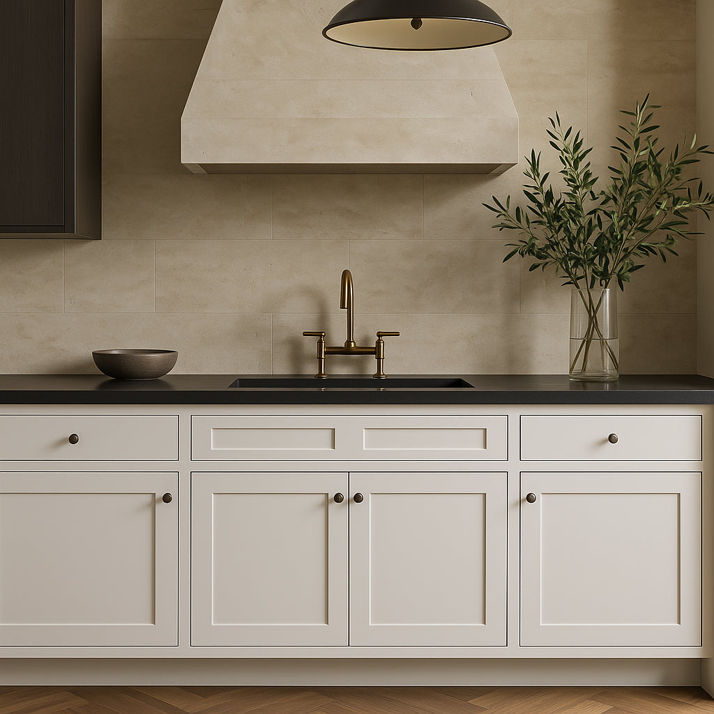 HOMEIBRO Newport Light Shaker Dove Plywood Kitchen Cabinet - 36x34.5x24 in.