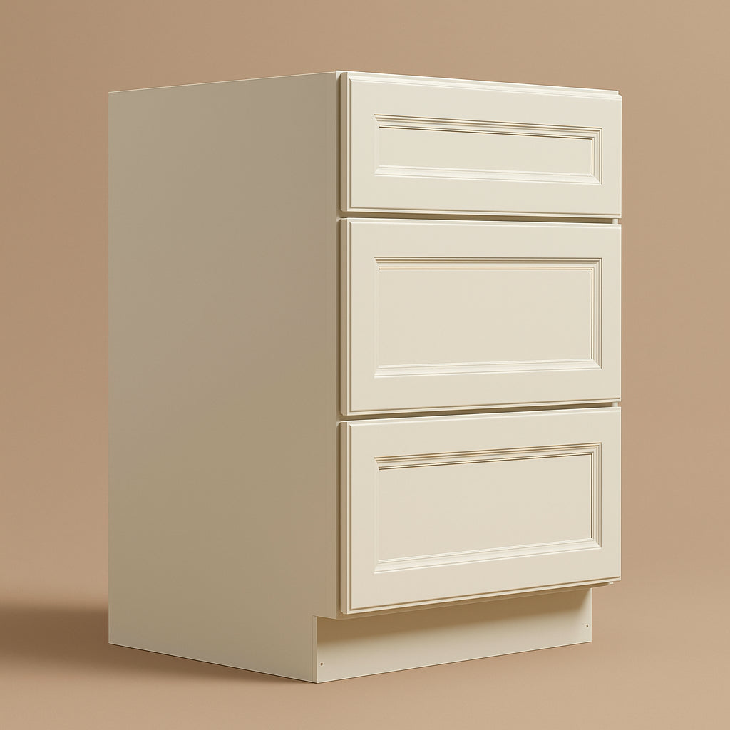 LIFEART CABINETRY Newport Ready to Assemble Base Cabinet with 3 Drawers in Classic White