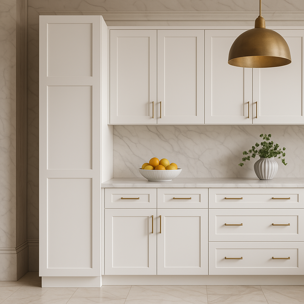 HOMLUX Shaker White Ready-to-Assemble Utility Kitchen Cabinet, 18x24x84 Inches