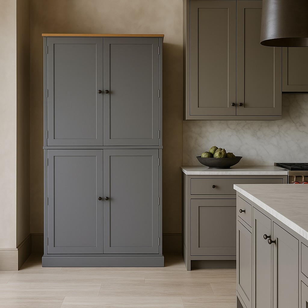 Adrinfly Gray MDF Pantry Kitchen Cabinet with Drawers and Shelves
