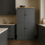 Adrinfly Gray MDF Pantry Kitchen Cabinet with Drawers and Shelves