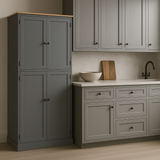 Adrinfly Gray MDF Pantry Kitchen Cabinet with Drawers and Shelves