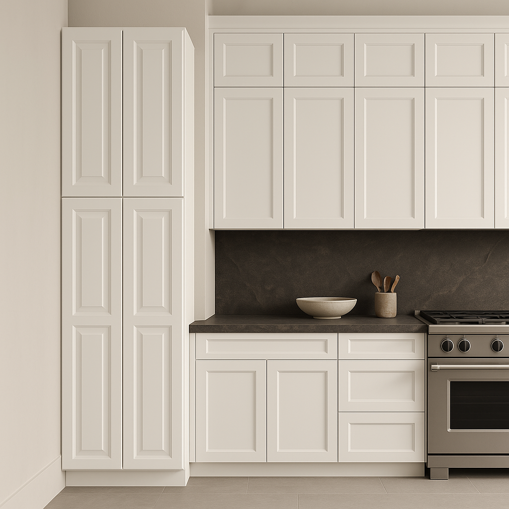HOMEIBRO 24-in White Plywood Pantry Cabinet - Ready to Assemble