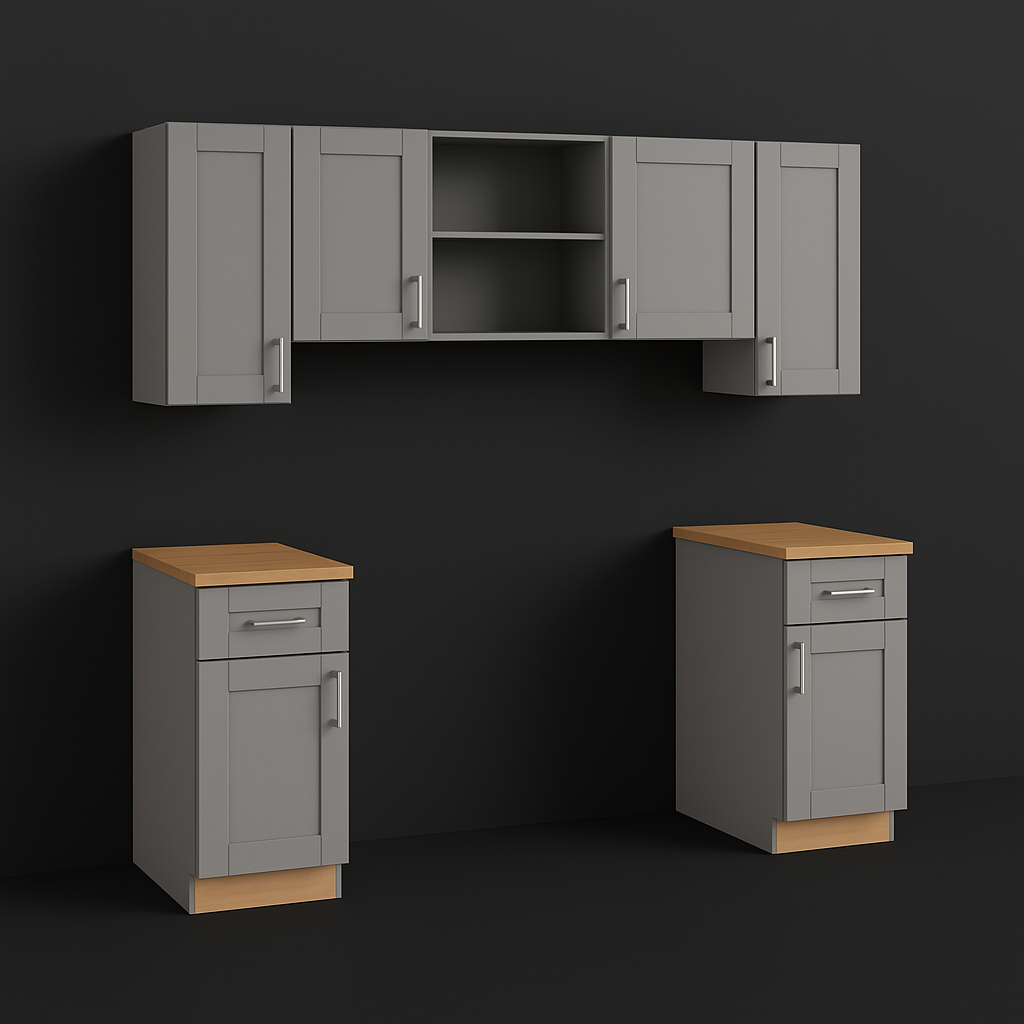 MILL'S PRIDE Richmond Vesuvius Gray Kitchen Cabinet Set - Ready to Assemble