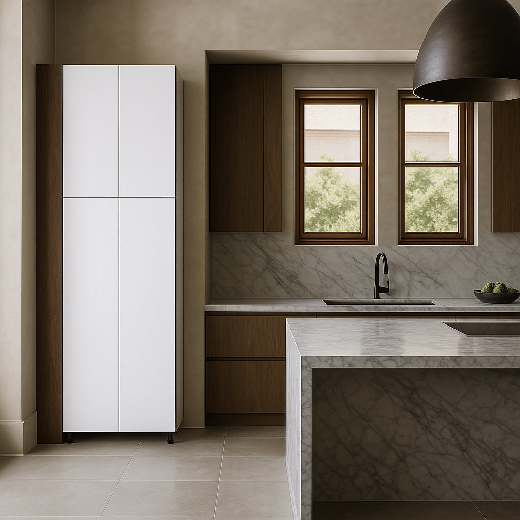 Cambridge Radiance 30 in. White Gloss Slab Pantry Cabinet