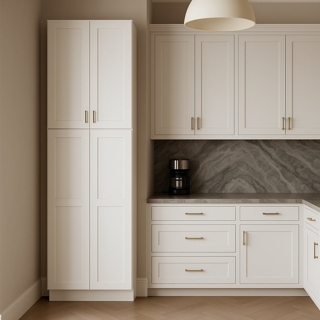 RoomyLife Shaker White Ready-to-Assemble Utility Kitchen Cabinet, 24x24x96 in.