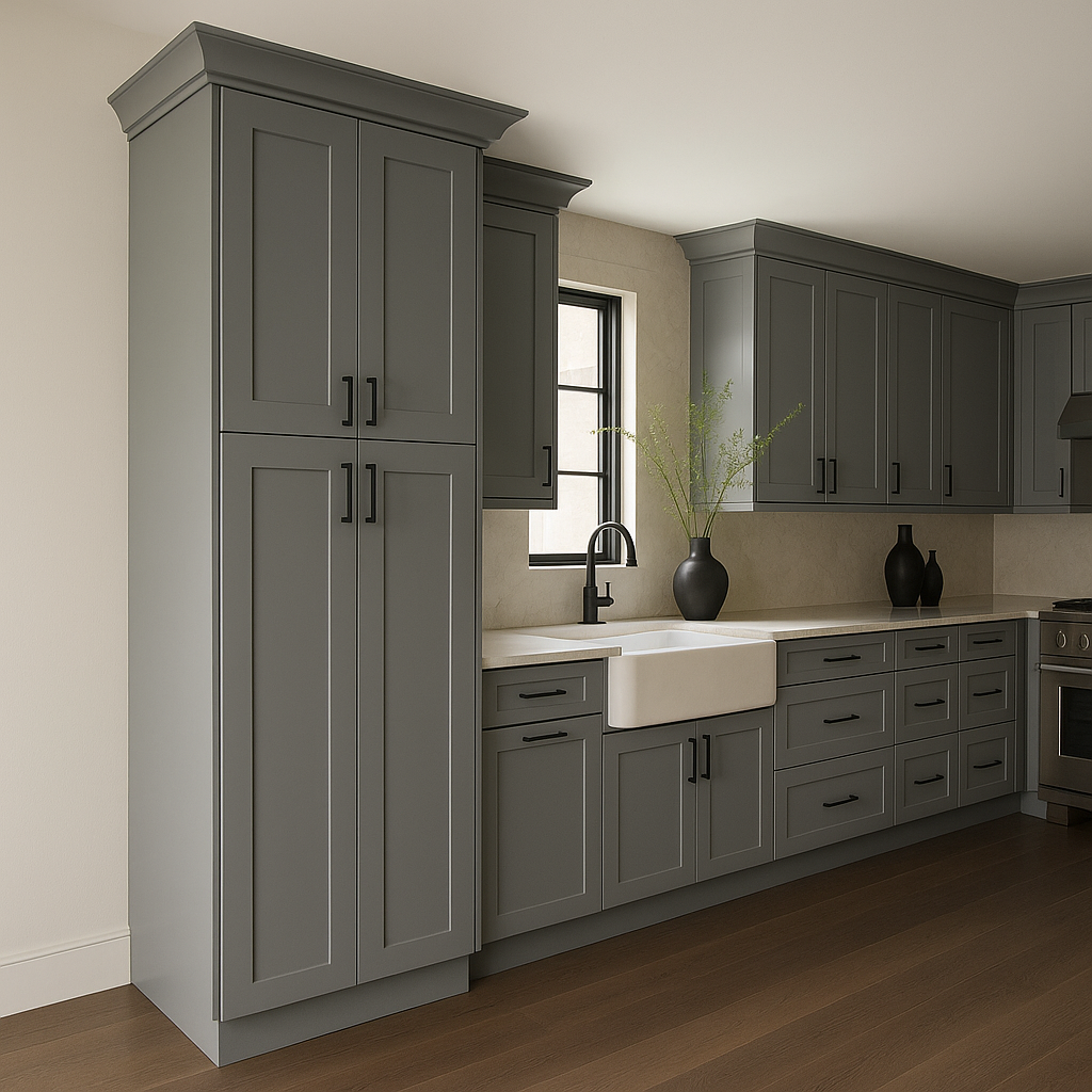 WOWOW 24in Gray Plywood Kitchen Cabinet with Adjustable Shelves