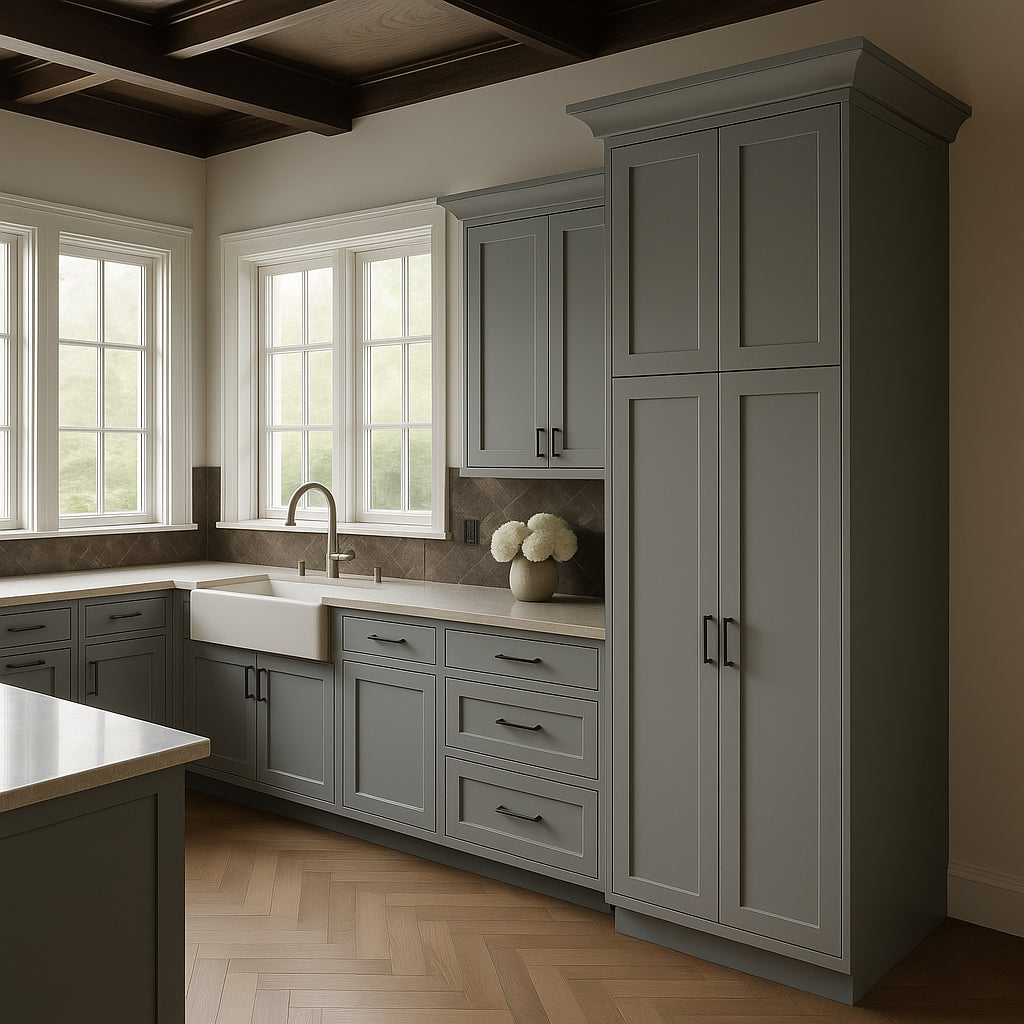 WOWOW 24in Gray Plywood Kitchen Cabinet with Adjustable Shelves