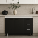 Magic Home 3-Drawer Ferretti Base Cabinet, Black and White