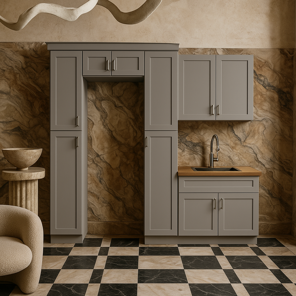 MILL'S PRIDE Richmond Vesuvius Gray Kitchen Cabinet Set - Ready to Assemble