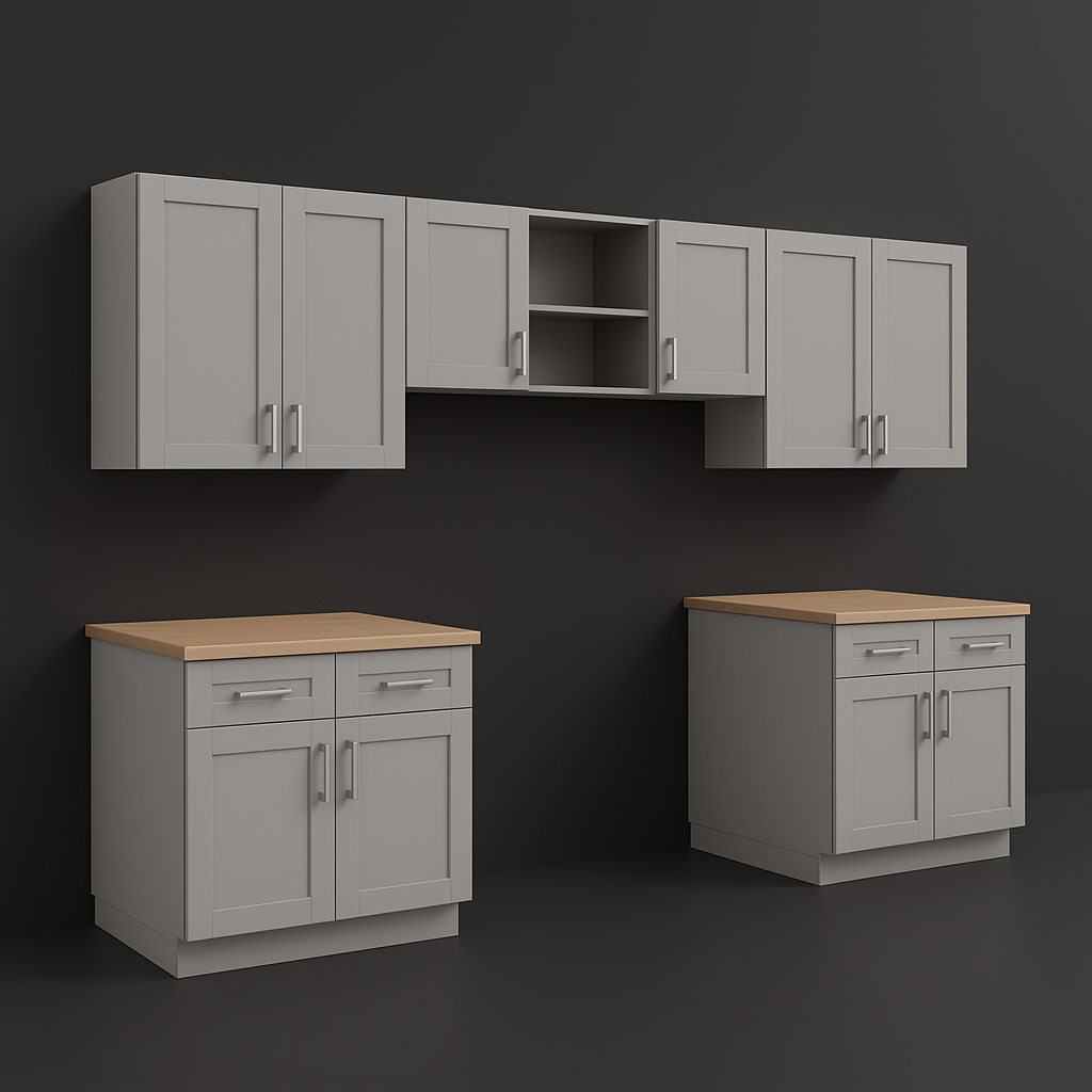 MILL'S PRIDE Richmond Vesuvius Gray Kitchen Cabinet Set - 132 in W x 24 in D x 96 in H