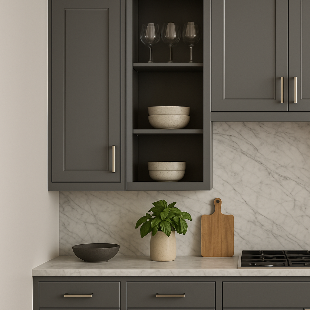 PELHAM & WHITE Keyport Shaker Wall Kitchen Cabinet, Charcoal Gray, 12x12x30 inches