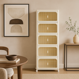 Adrinfly 5-Tier Folding Storage Cabinet with Wheels and Magnetic Door