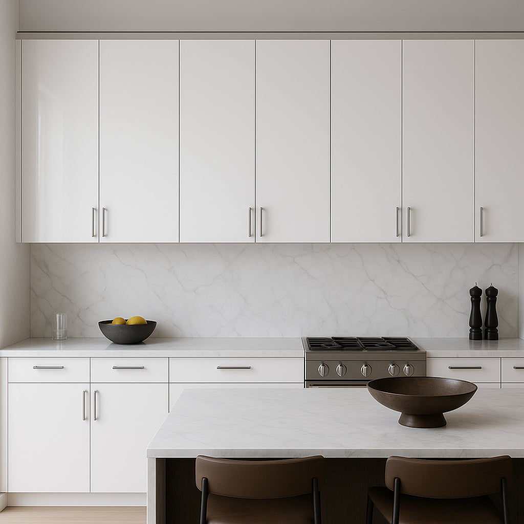 Cambridge Radiance White Gloss Slab Wall Kitchen Cabinet, 12x12x30 Inches